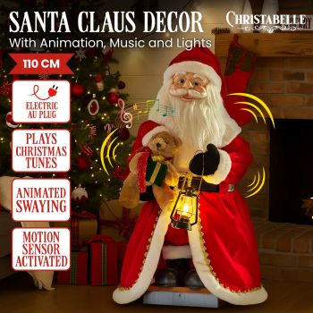 Christabelle 1.1m Musical Led Animated Christmas Santa Claus Lantern Decoration