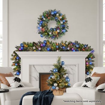 Swishmas 61cm Blue Collection Multicolour Pre-Lit Christmas Wreath 