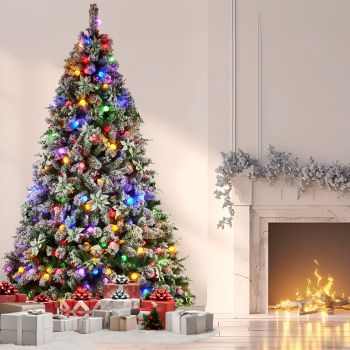 Swishmas Snowy Crown Pine 2.7m Multicolour Pre-Lit Christmas Tree with 2429 Tips 