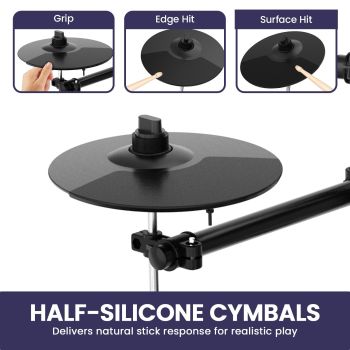 Karrera 18S Electronic Drum Kit Mesh Pads 8in Snare Bluetooth Sounds USB/MIDI Output Kick Pedals Drum Coach & Metronome