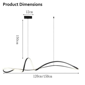 BAMDECOR A210 Modern LED Linear Pendant Lights with Dimmable LED and Adjustable Hanging Length 120cm -Black