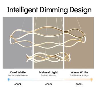 BAMDECOR A212/3 Modern Wavy Art Aluminum Light Fixture for Living Room Bedroom Indoor Decor