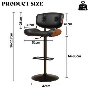 SERENITà European Wooden Black Modern Bar Stools Swivel Bar Stool Chair Counter Height Bar(Black)stool with 360 Degree Swivel Seat