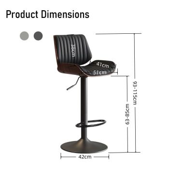 SERENITà European Wooden Modern Bar Stools Bistro Stool with Rotating and Aerodynamic Multi-levelled (Grey)