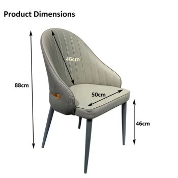 VELLUTO Dining Chairs Set Armchairs Mid Century Modern Kitchen Dining Room Chairs Faux Leather Accent Chairs Metal Vanity Lounge Chair with Back for Living Room Bedrooms  Set of 2 (Grey)