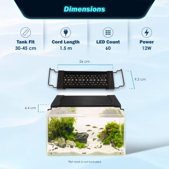 Dynamic Power Planted Aquarium LED Light Day Night Cycle Full Spectrum 12W 26cm 