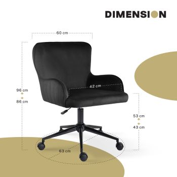 Desk Armchair - Home Office Swivel Chair Adjustable Height Seat PLUME BLACK