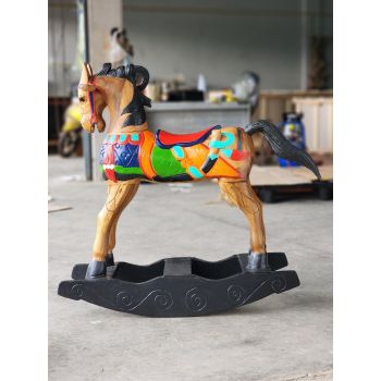 Rocking horse handmade solid wood-beautiful hand painted detail-very unique