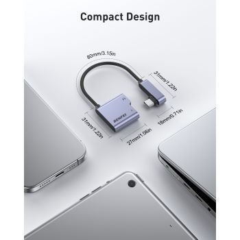 BENFEI 000413GY USB-C to USB-C Audio Headphone + Data Transfer and Charging Adapter