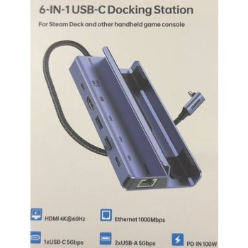 BENFEI 000492GY 6 in 1 Docking 1xHDMI 4K, 2xUSB-A 3.0, 1xUSB-C 3.0, 1xUSB-C PD, 1xRJ45