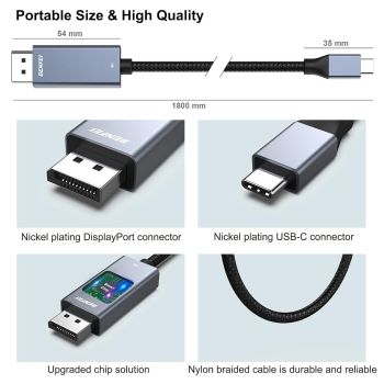 BENFEI 207GY-3F USB-C to DP 0.9m 8K@60Hz Thunderbolt 3