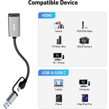 BENFEI Video/Audio Capture Card Supporting Full HD 1080P
