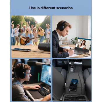 BENFEI 427GY 10M 3.5mm TRRS Male to Male Audio Cable, 4-Pole Stereo Mic Aux Cable, Nylon Braided Headphone Jack Cord