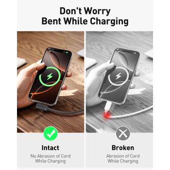 BENFEI 428BK-3M USB C to Right Angle USB C Cable , 90-dgree Angled USB 2.0 Type C Charger Cable, 3A Fast Charging & 480Mbps Data Sync, Durable PVC