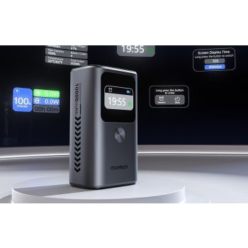 CHOETECH B701-GY 10000mAh PD30W USB-A + USB-C x 2, 3-Port & TFT Display Power Bank