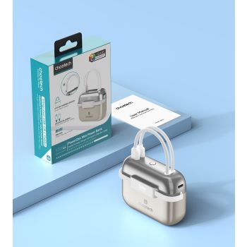 CHOETECH B812-GO Mini Bag Digital CCC Certified 10000mAh 30W Fast Charging Power Bank Gold with USB-C + 8-pin iPhone Cables