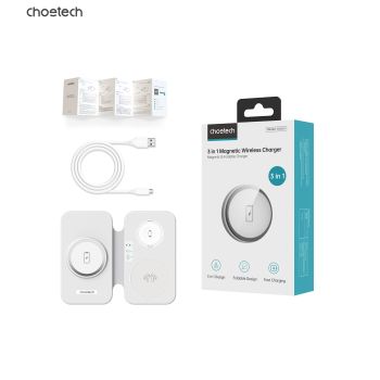 CHOETECH T616-F-WH 3in1 Magnetic Foldable Wireless Charger White