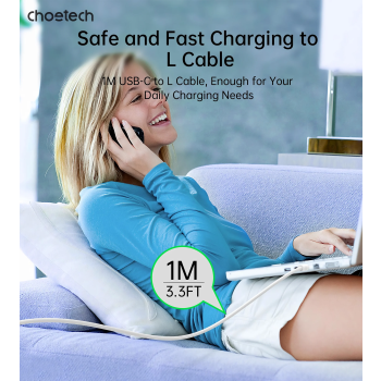 CHOETECH XCL-0002 Silicone USB-C to L Cable 1m White