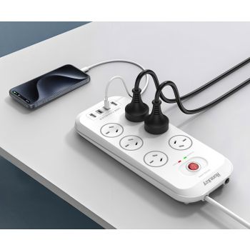 Huntkey SAC607C 6 Outlets Surge Protector Powerboard with 2x USB-A & 2x USB-C