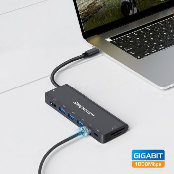 Simplecom CHT590 USB-C SuperSpeed 9-in-1 Multiport Docking Station HDMI 2.0
