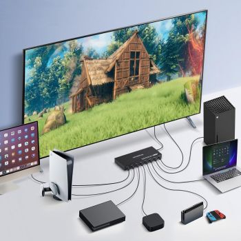 Simplecom CM317 7-Port HDMI 2.0 Switch with Remote 7 IN 1 OUT Splitter HDCP 2.2 4K@60Hz 