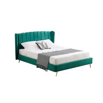 Vienna Peacock Green Velvet Bed - Double