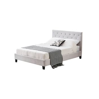 Winston Light Grey Velvet Tufted Bed - Double