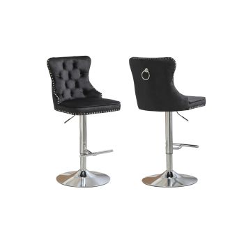 Sahara Black Barstool with Silver Stand -Set of 2