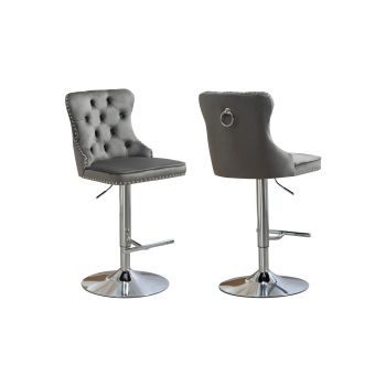 Sahara Dark Grey Barstool with Silver Stand -Set of 2