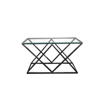 Alsea Console Table Black Base - Clear Glass 