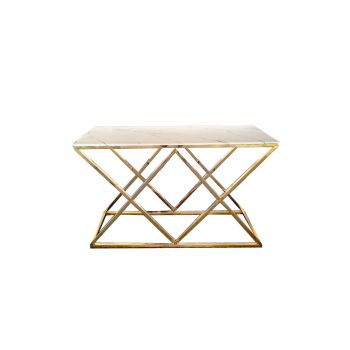 Alsea Console Table Gold Base - White Marble