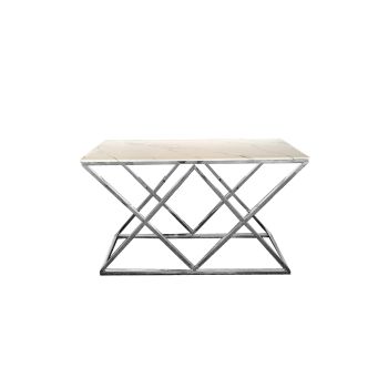 Alsea Console Table Silver Base - White Marble