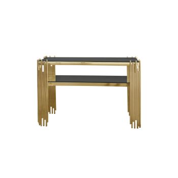 Chelsea Gold Console Table - Black Glass