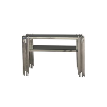 Chelsea Silver Console Table - Black Glass