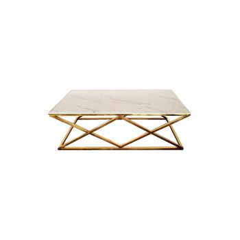 Alsea Coffee Table Gold Base - White Marble