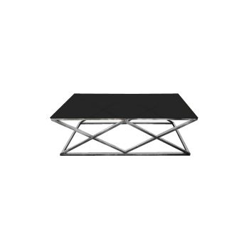 Alsea Coffee Table Silver Base - Black Glass