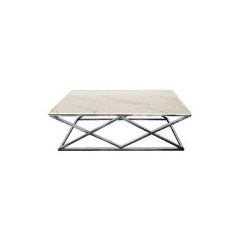 Alsea Coffee Table Silver Base - White Marble