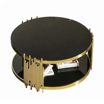 Chelsea Gold Coffee Table - Black Glass