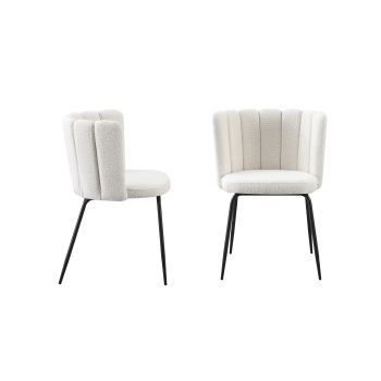 Amelia Boucle Beige Dining Chairs - Set of 2