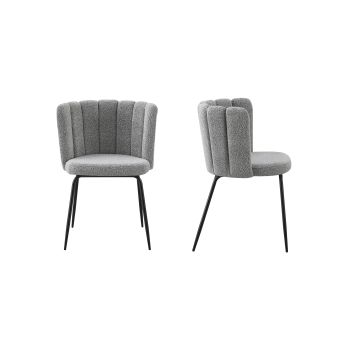 Amelia Boucle Grey Dining Chair - Set of 2