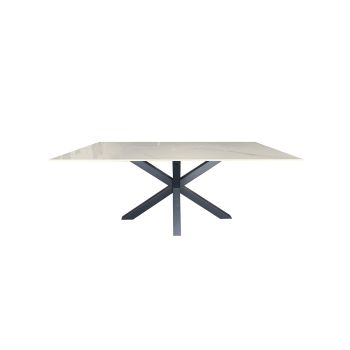 Miles Black With White Marble Dining Table - 90cm x 180cm