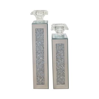 Crystal Crushed Candle Holder - Set of 2