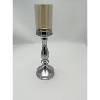 Pillar Silver Candle Holder - set of 2