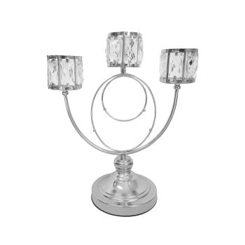 Trio Crystal Candle Holder - Silver