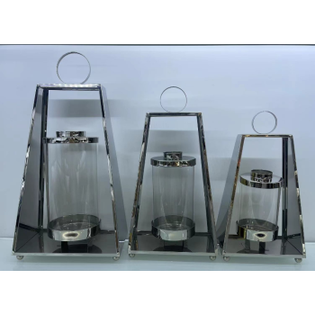 Tear Steel Lanterns Set of 3 Silver