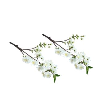 Artificial Single Stem Cherry Blossom 49cm -White - Set of 2 Bunch