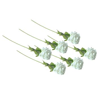 Artificial Single Stem Rose 64cm - White - Set of 6 Stems