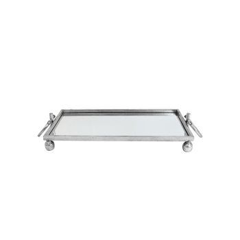 Eliza Mirror Tray with Handles - Medium - Silver