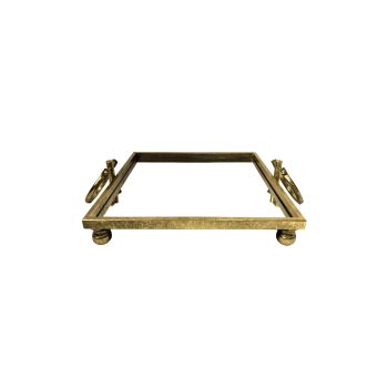 Eliza Mirror Tray with Handles - Square - Gold