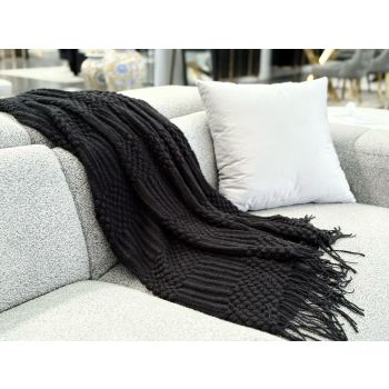 Tessa Throw Rug Blanket - Black